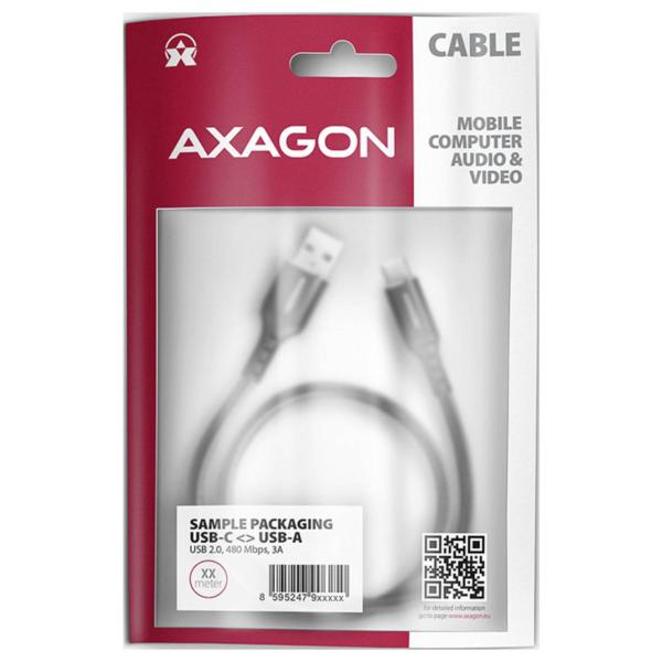 Axagon USB-C <-> USB-A kabel 2 meter